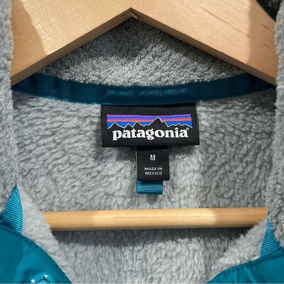Patagonia Fleece Retool Snap-T Pullover Sweater Gray Teal Women’s Small M - Picture 7 of 9